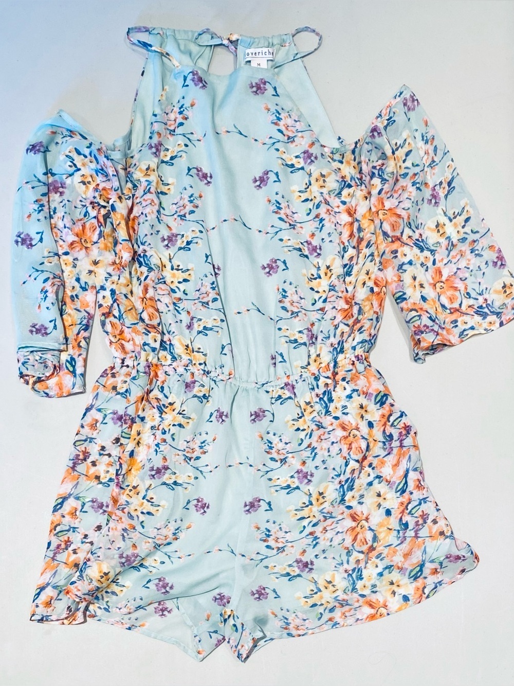 Love Riche Floral Cold-Shoulder Romper, size M